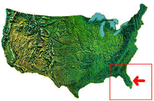 Map of united states showing where the Treasure Coast of Florida is.